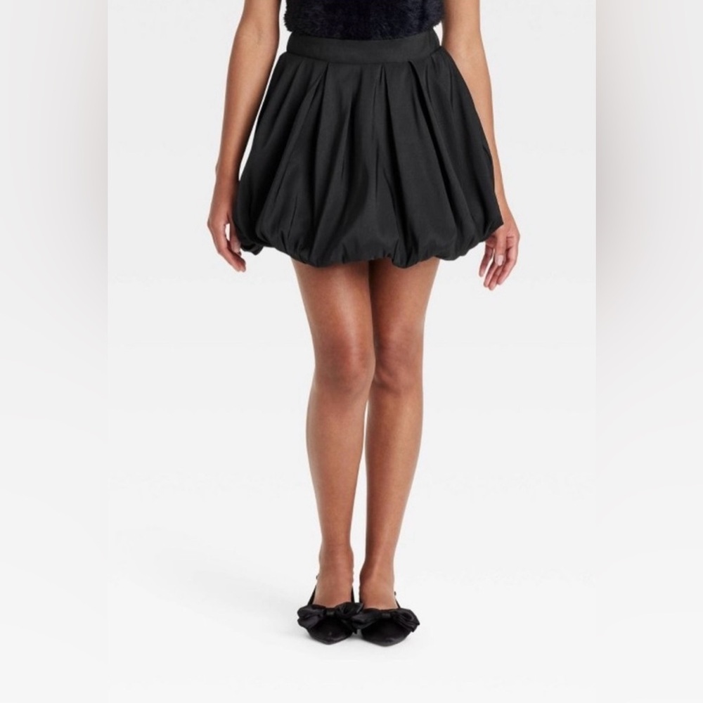 A New Day Women’s Black Bubble Pleated Mini Skirt, M, NWT